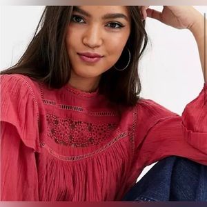 Free People Laura Airy Cotton Crochet Top